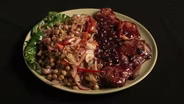 Blueberry BBQ Pork Loin with Garbanzo Bean Salad