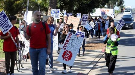 Video thumbnail: PBS NewsHour Higher education workers' strike disrupts California classes