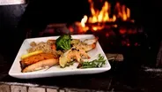 Wood Plank Salmon & Shrimp Scampi Skewers