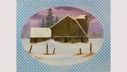 Barn in Snow Oval