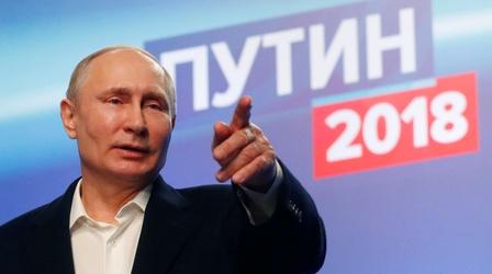 Video thumbnail: PBS NewsHour Re-elected by a landslide, Putin projects unchallenged power