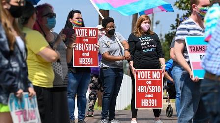 Video thumbnail: PBS NewsHour Pride: 2021 has set a record in anti-trans bills in America