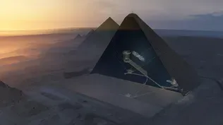 Cosmic-Ray Muons Reveal Hidden Void in the Great Pyramid